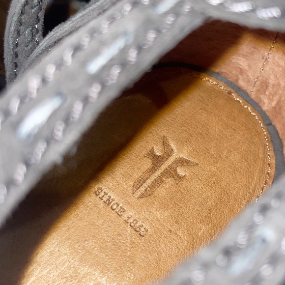 Frye Suzie Pickstitch Lug Heel Grigio Gray Suede Size 7 - Picture 12 of 12